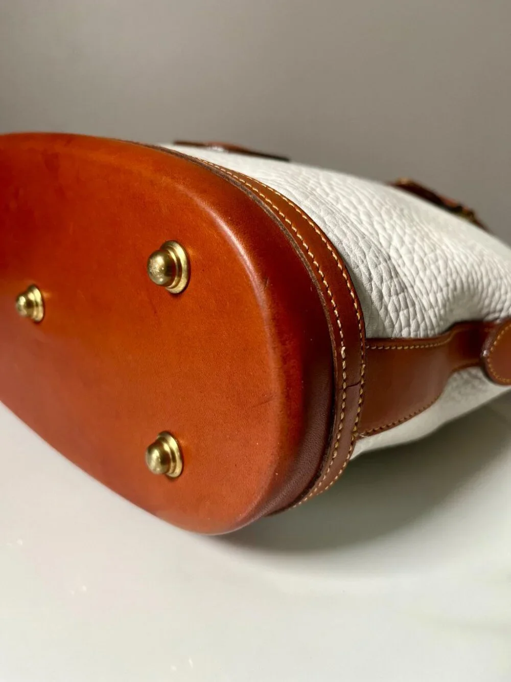 Dooney & Bourke Vintage AWL Norfolk Satchel White British Tan + COA